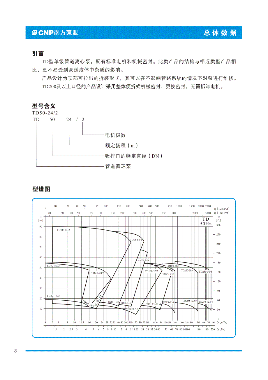 杭州南方泵业TD系列管道循环泵选型手册[汇编]_第4页