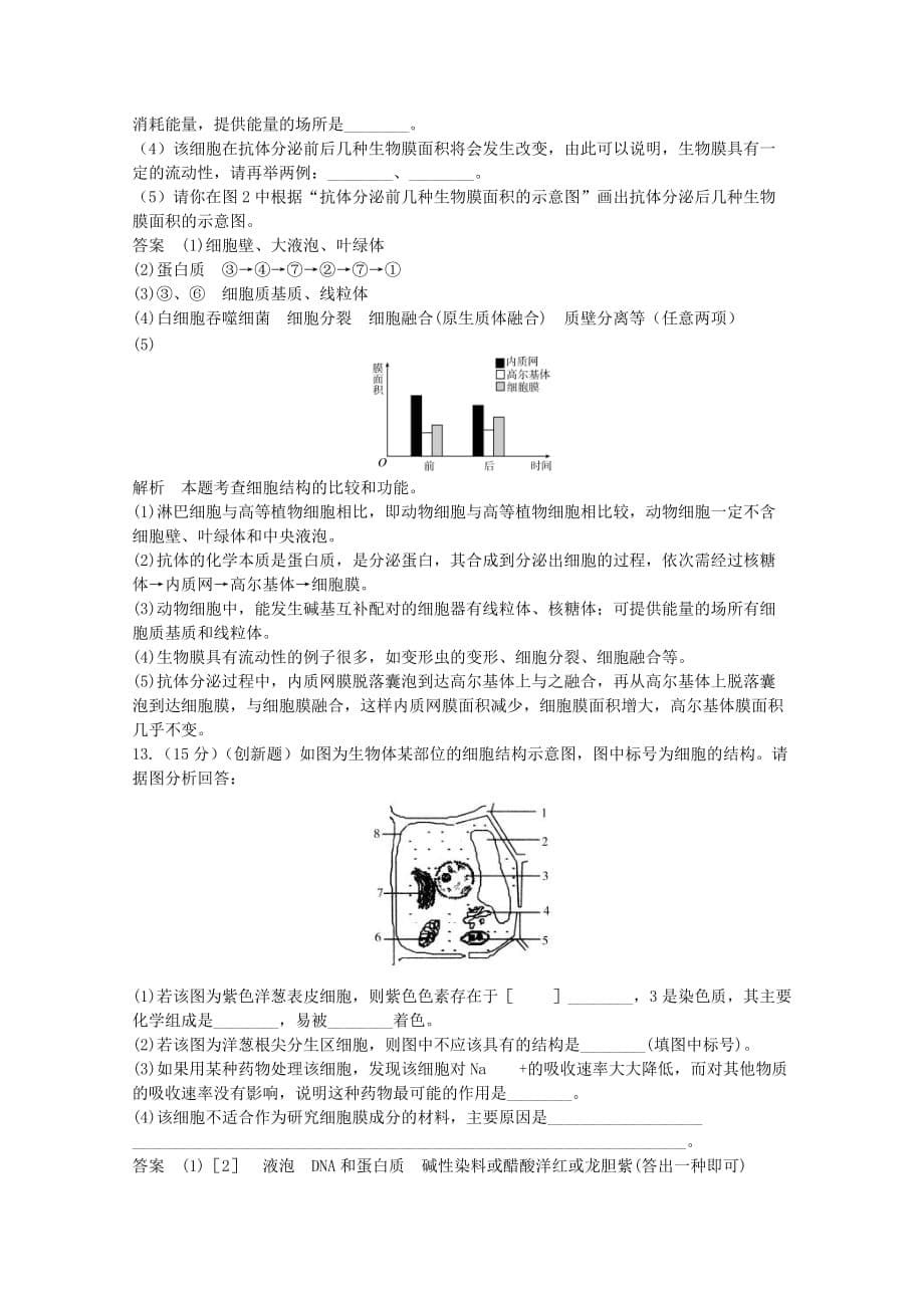 2014届高考生物一轮复习2-2细胞器—系统内的分工合作限时规范训练新人教版必修1_第5页