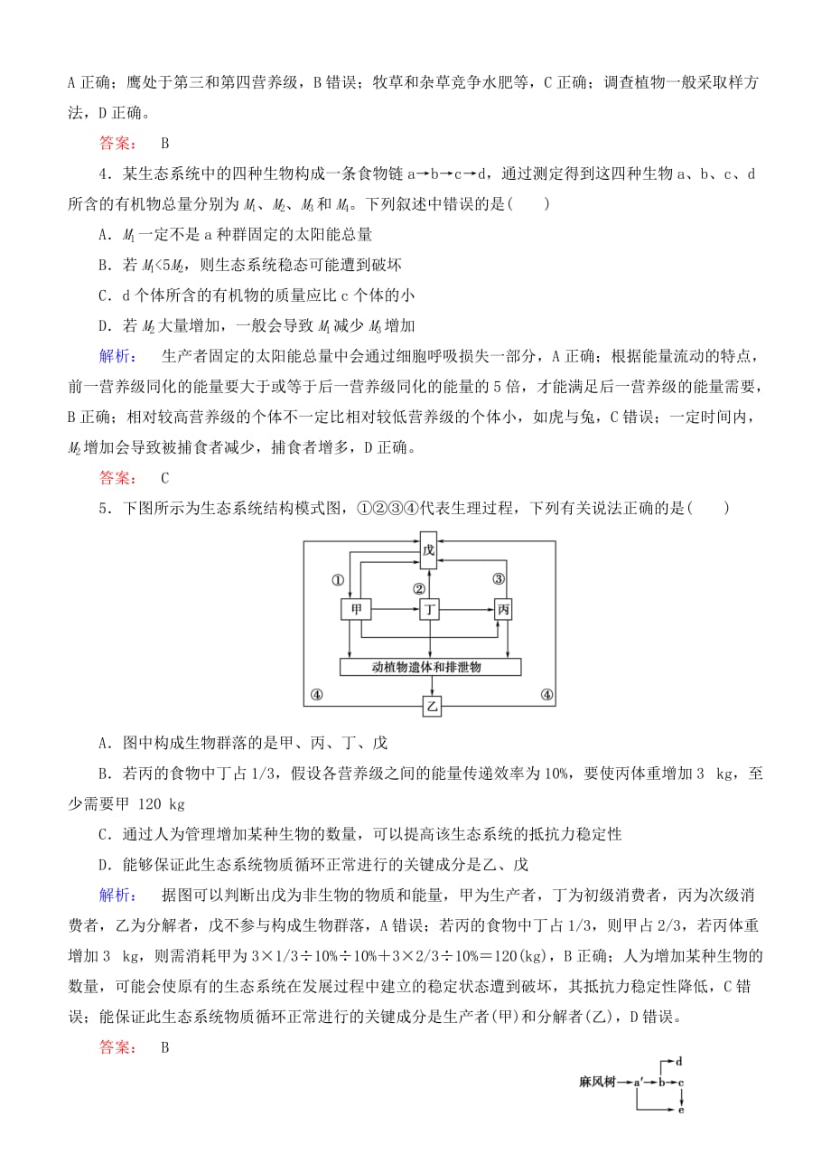 2015届高考生物二轮同步复习训练《生态系统及其稳定性》_第2页