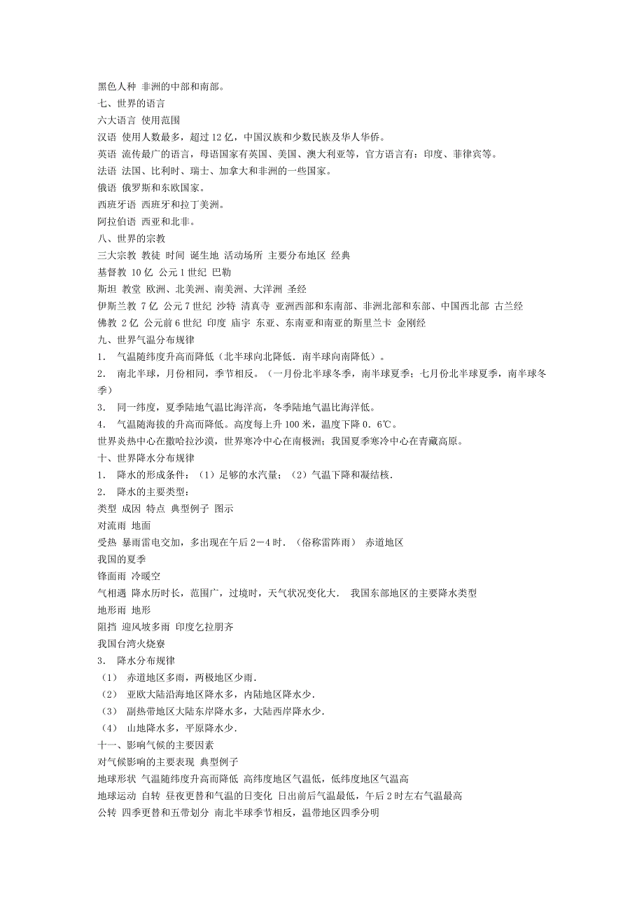 七年级地理上册_地理复习资料_第2页