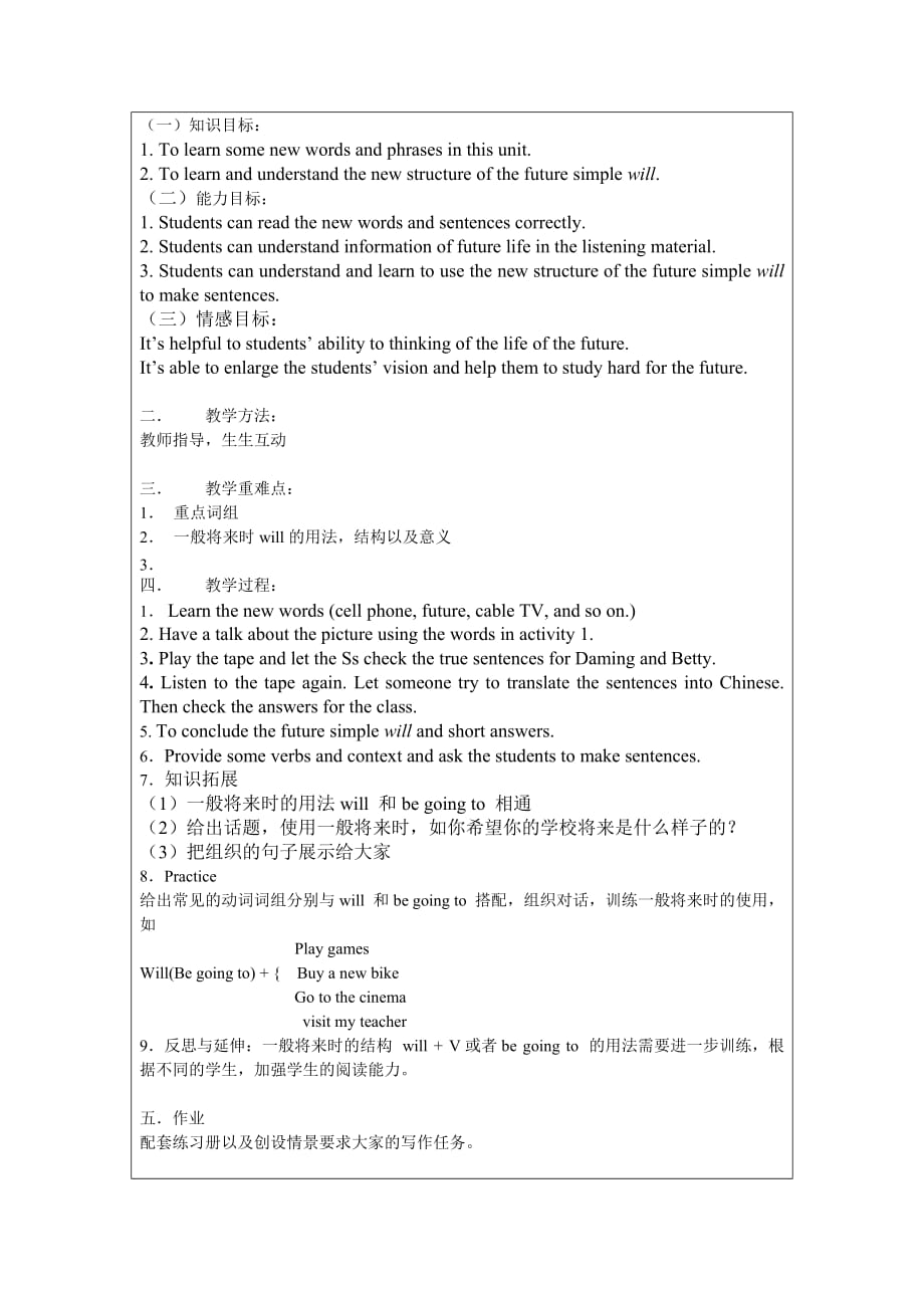 初中七年级英语下册Module4教案_第4页