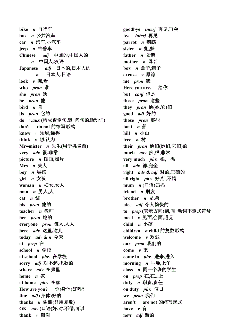 初中英语单词表汇总单词大全(不含音标)_第2页