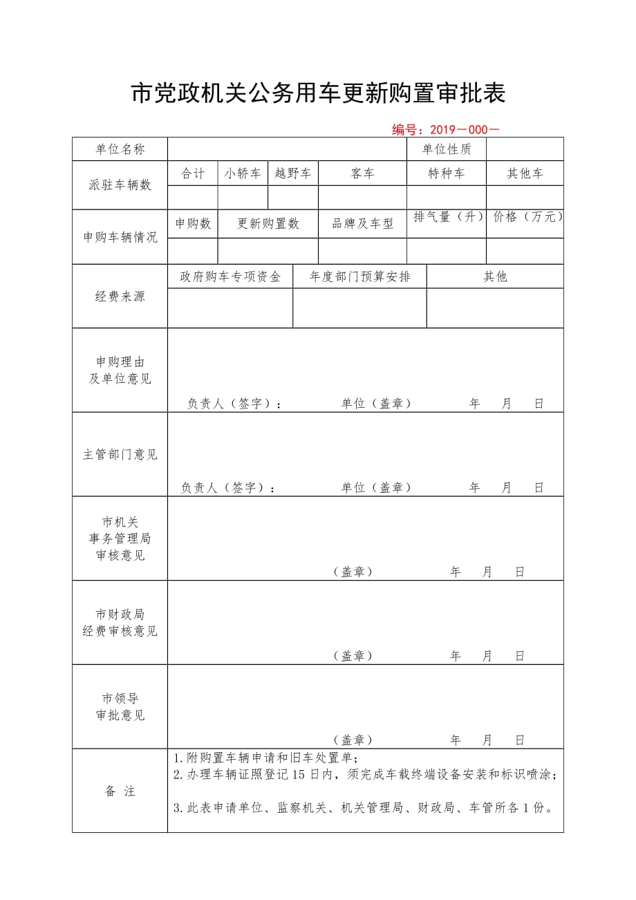 党政机关公务用车更新购置审批表_第1页