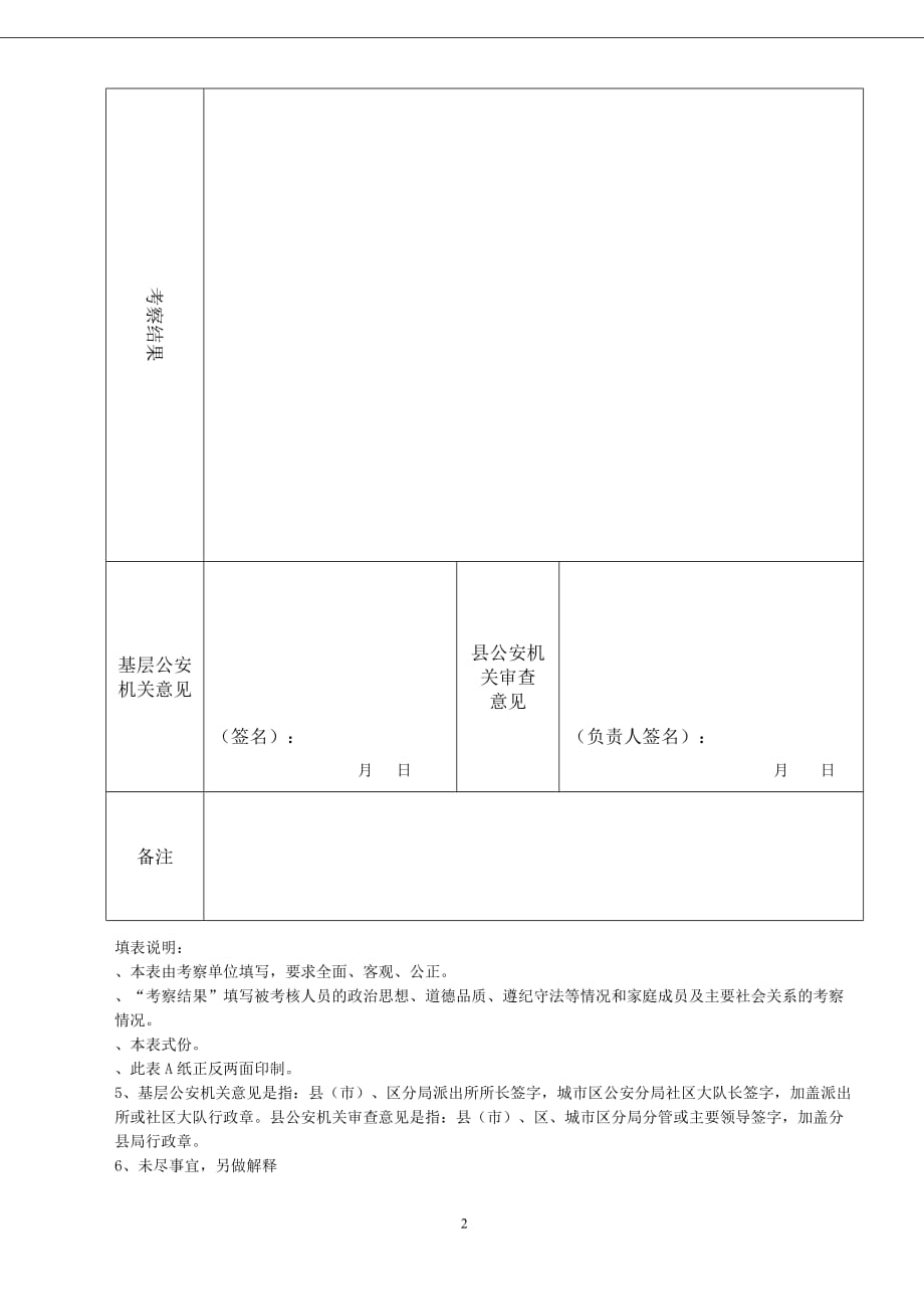 洛阳城公安机关文职人员空额补录招聘考察表_第2页