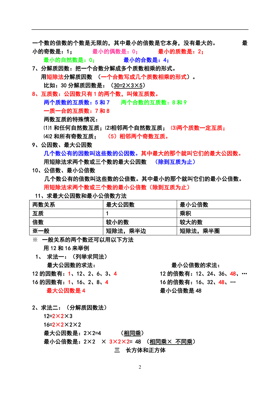 最全面人教版数学五年级下册知识点归纳总结 (2) 新编已修订_第2页