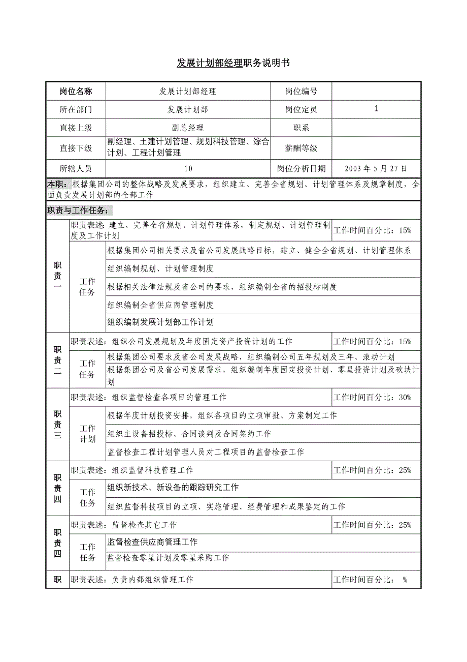 093发展计划部职位说明书.doc_第1页