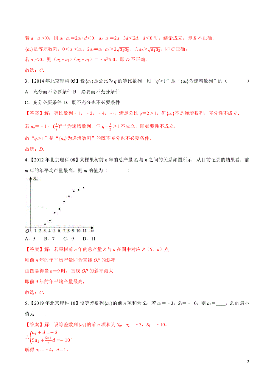 大数据之十年高考真题（2011-2020）与优质模拟卷（北京卷）专题07数列（解析版）_第2页