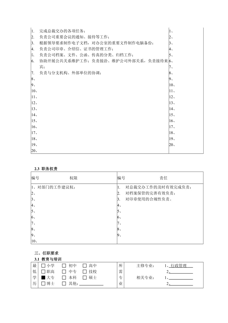 071人力资源与行政部秘书职务说明书材料.doc_第2页