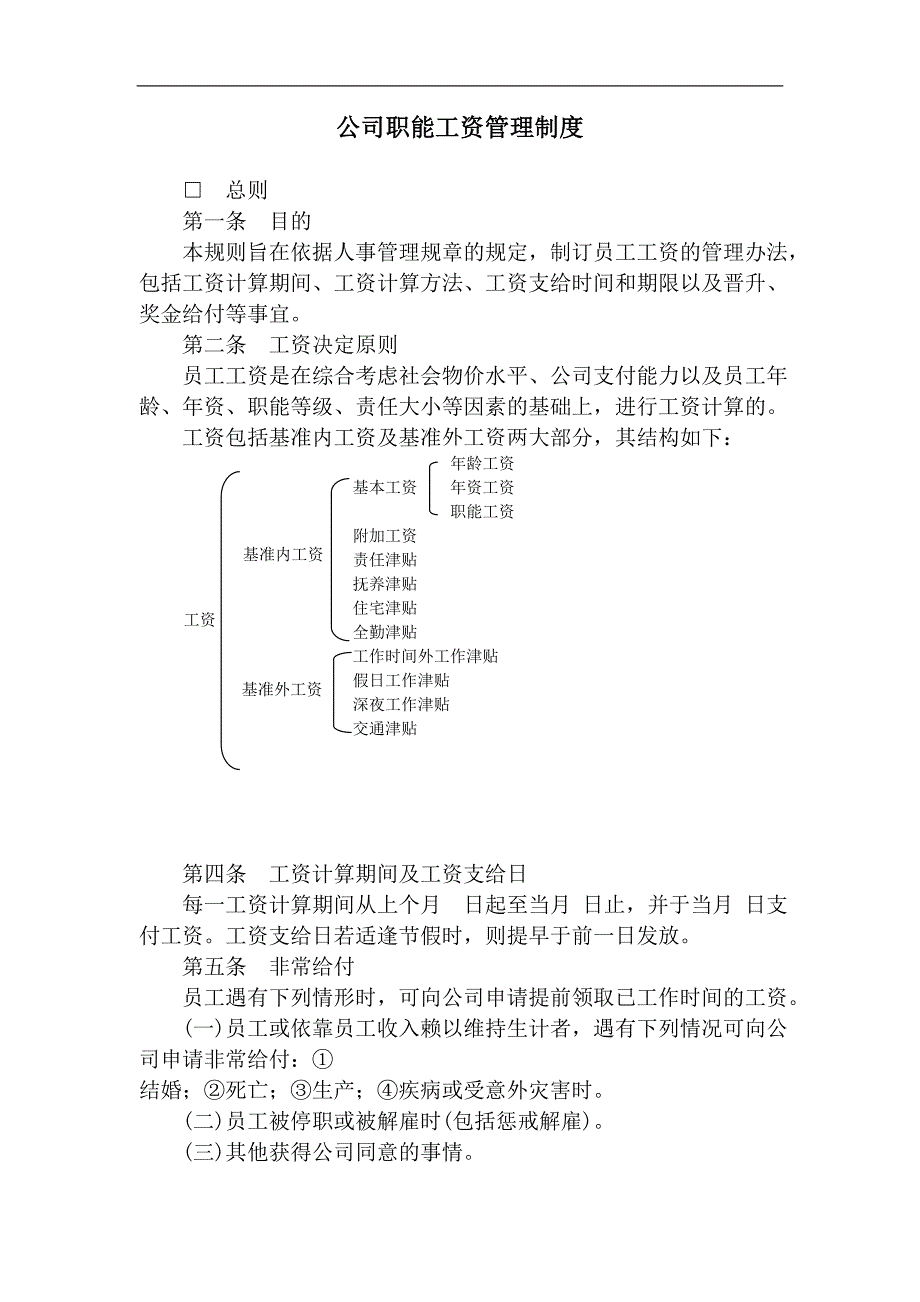 范文范例公司职能工资管理制度.doc_第1页