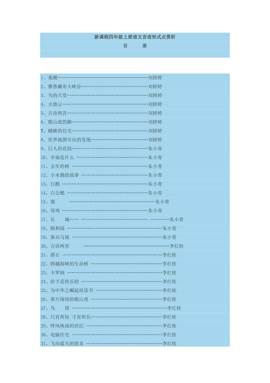 新课程四年级语文上下册语言形式特点赏析价值分析_第1页