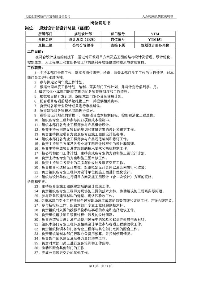 12市场中心规划设计部岗位说明书材料.doc