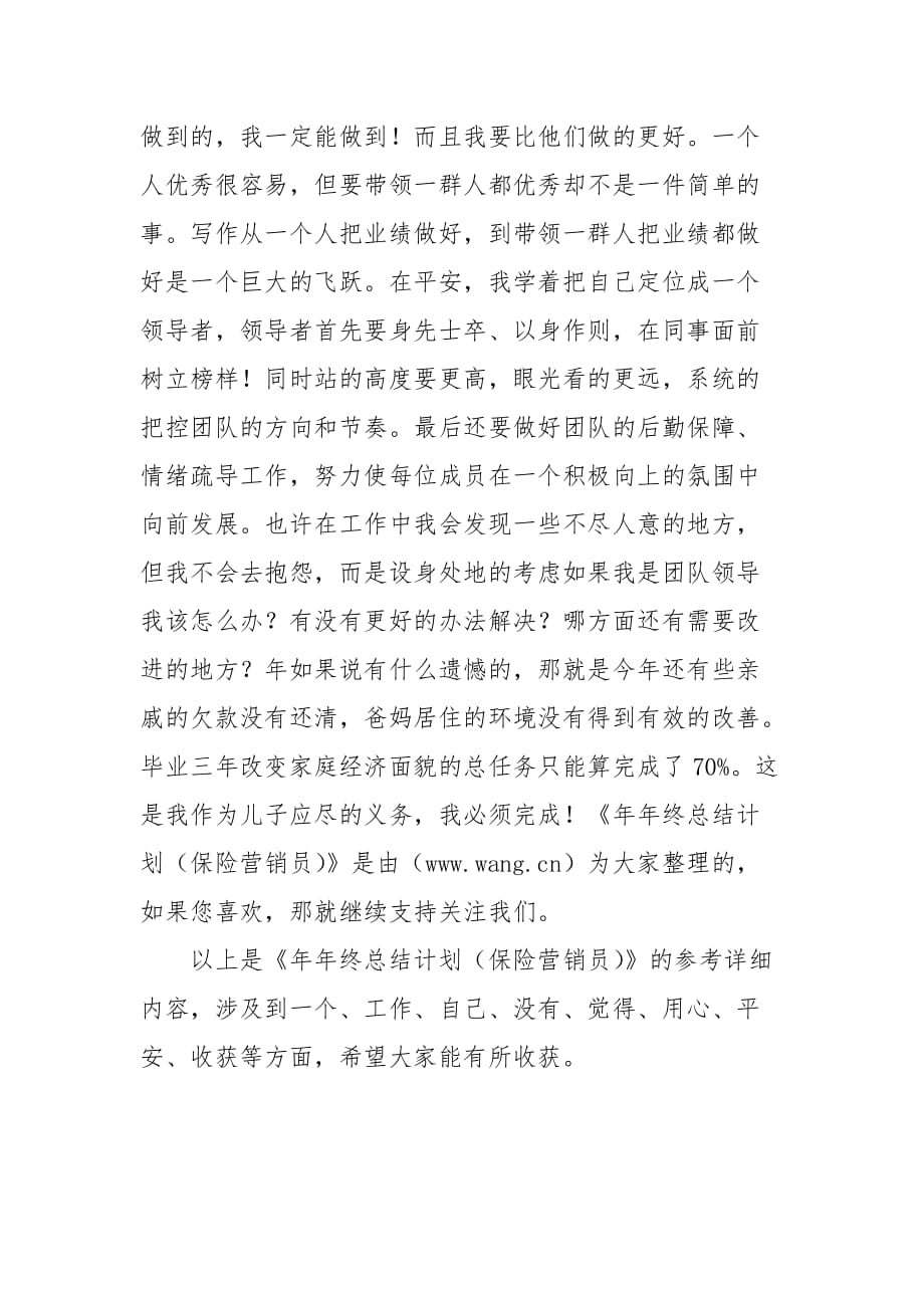 年年终总结计划（保险营销员）年终工作总结_第2页