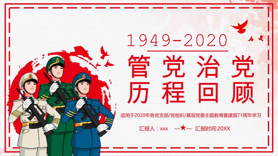 1949-2020党支部组织部管党治党过程回顾PPT模板_第1页