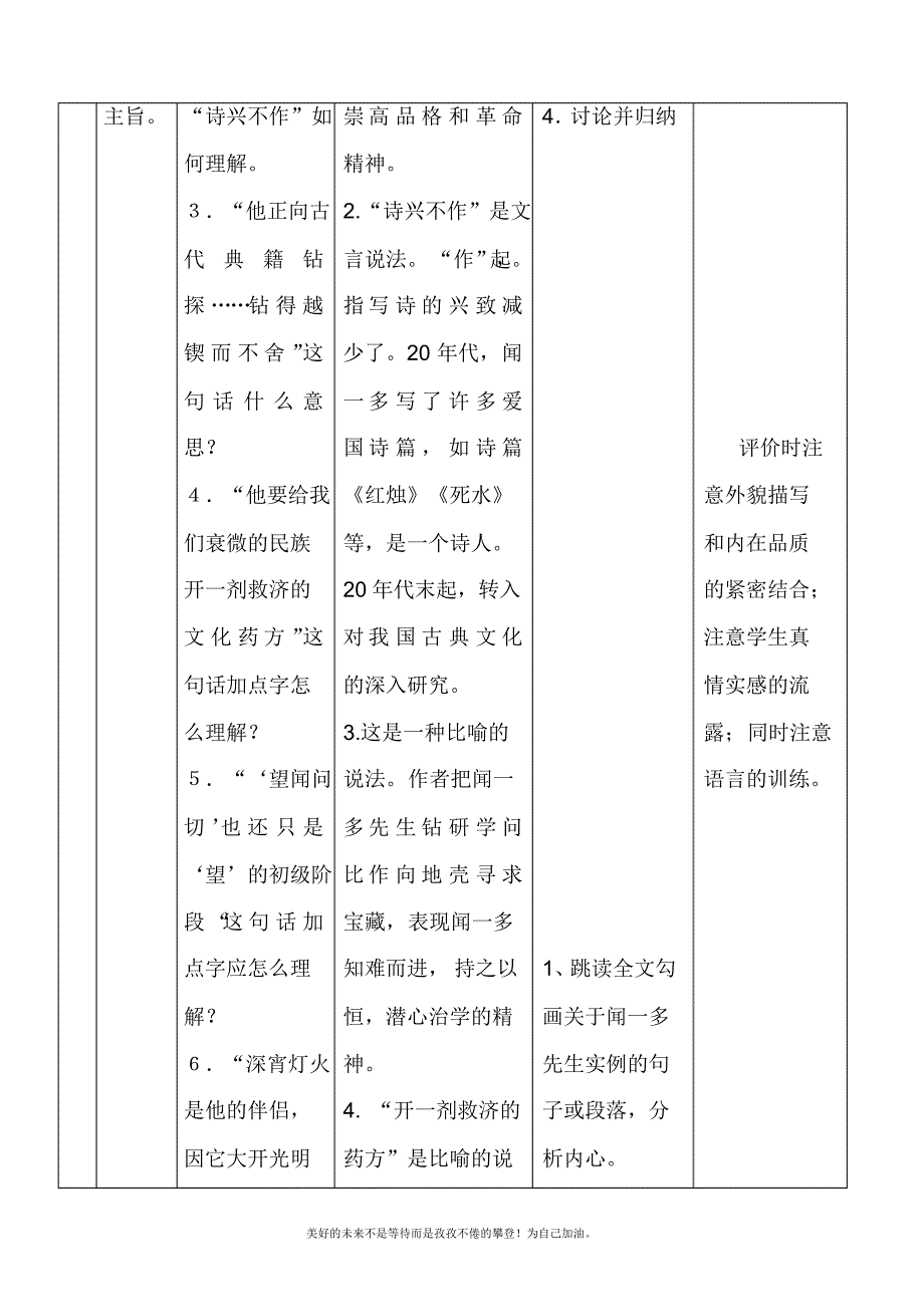 2020—2021年新人教部编版初中语文七年级下册2说和做——记闻一多先生言行片段导学案(2)教学设计.doc_第3页