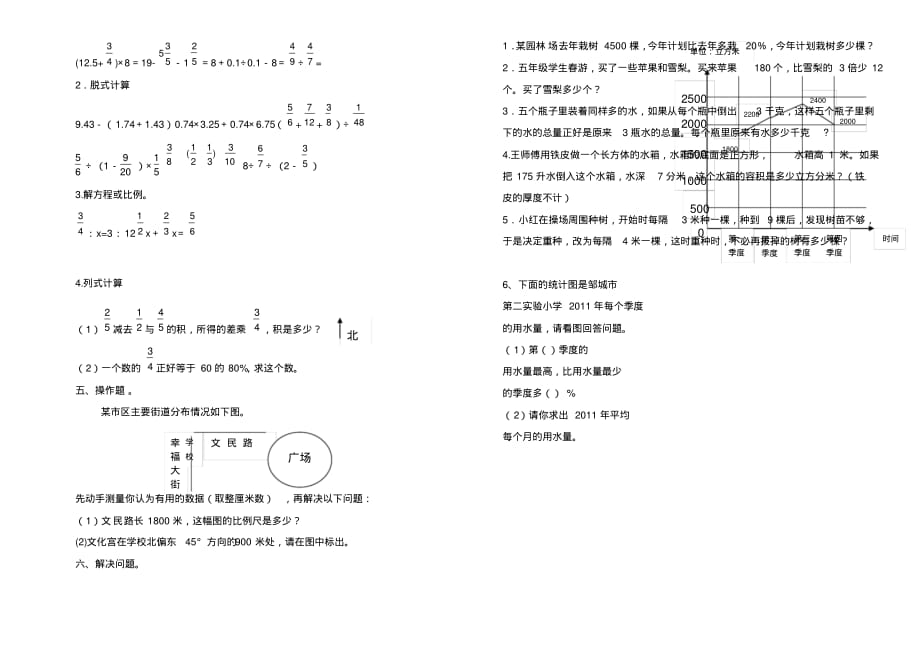 2020—2021年第二学期六年级数学期末检测试卷.doc_第2页