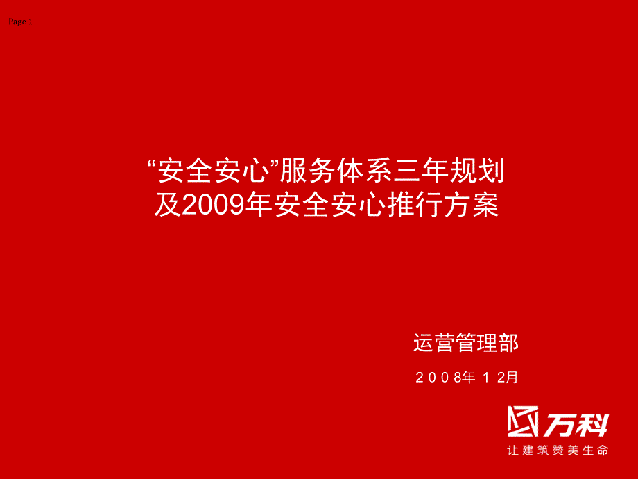 “安全安心”服务体系三年规划及2009年PPT演示文稿_第1页