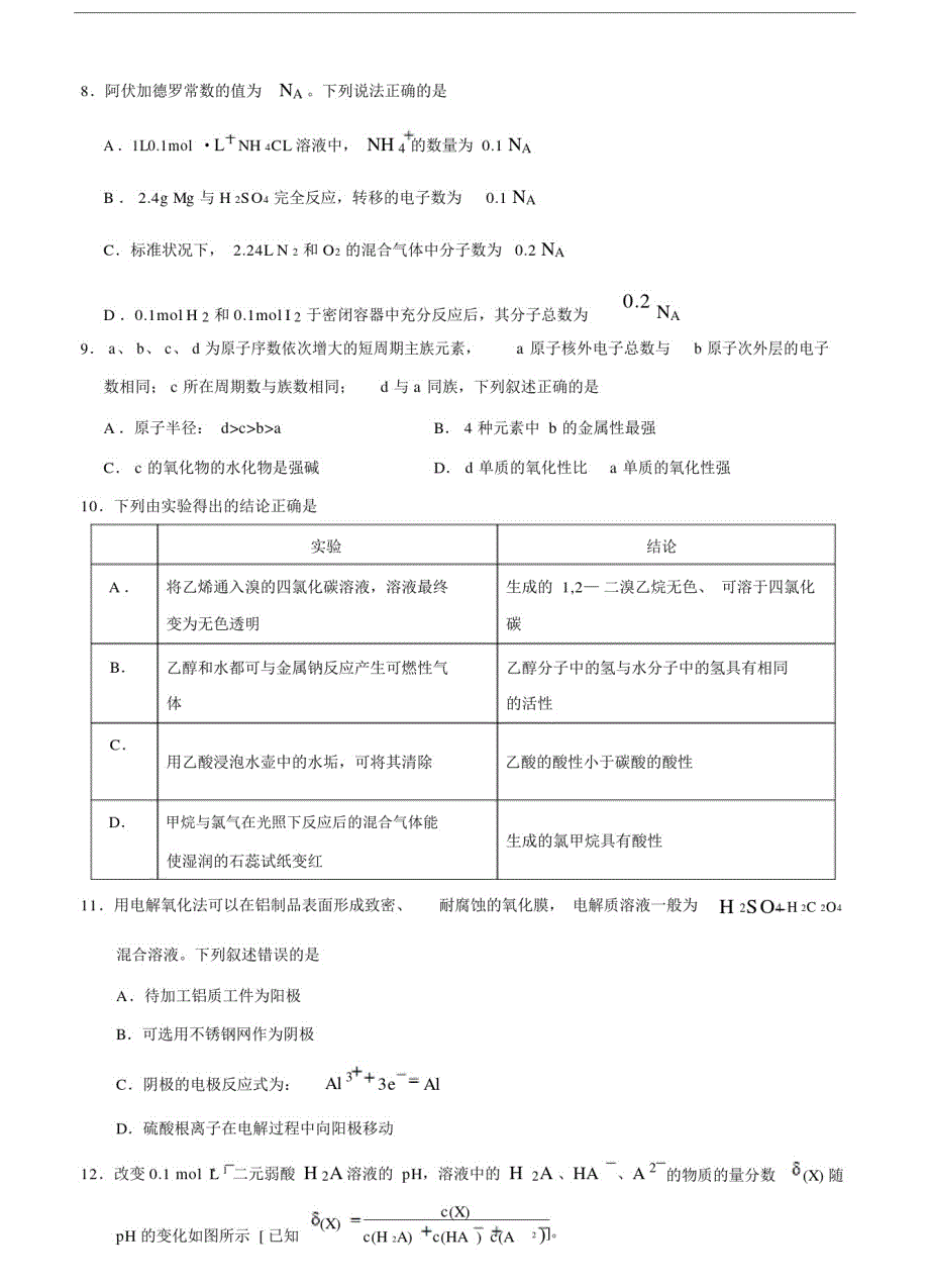 20xx年全国Ⅱ卷理综高考试题(Word精校版,含答案).doc_第3页