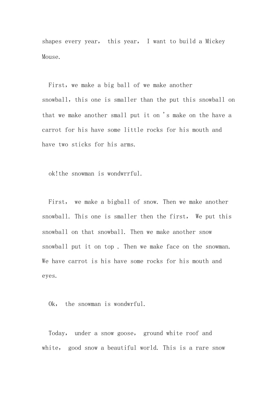 四年级写堆雪人英语作文_第2页