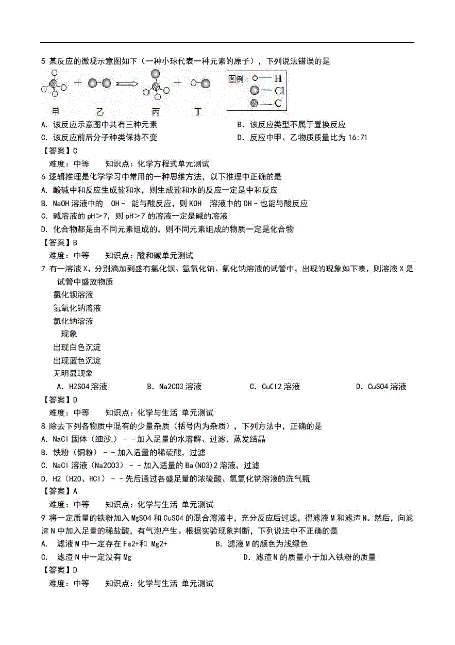 初中化学山东省济南市历城区级模拟考试化学考试题.doc_第2页