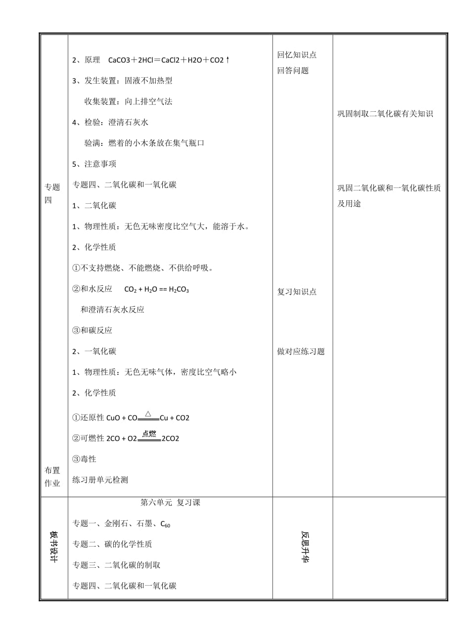 人教版九年级化学上册第六单元复习教案_第2页