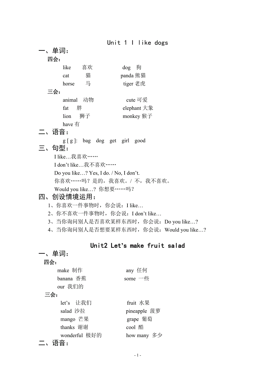 译林版四年级上册知识点梳理 修订_第1页