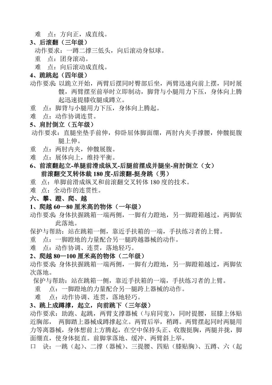 小学体育口诀重点难点 修订_第4页