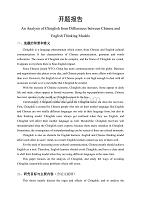 An Analysis of Chinglish from Differences between Chinese and English Thinking Models开题报告