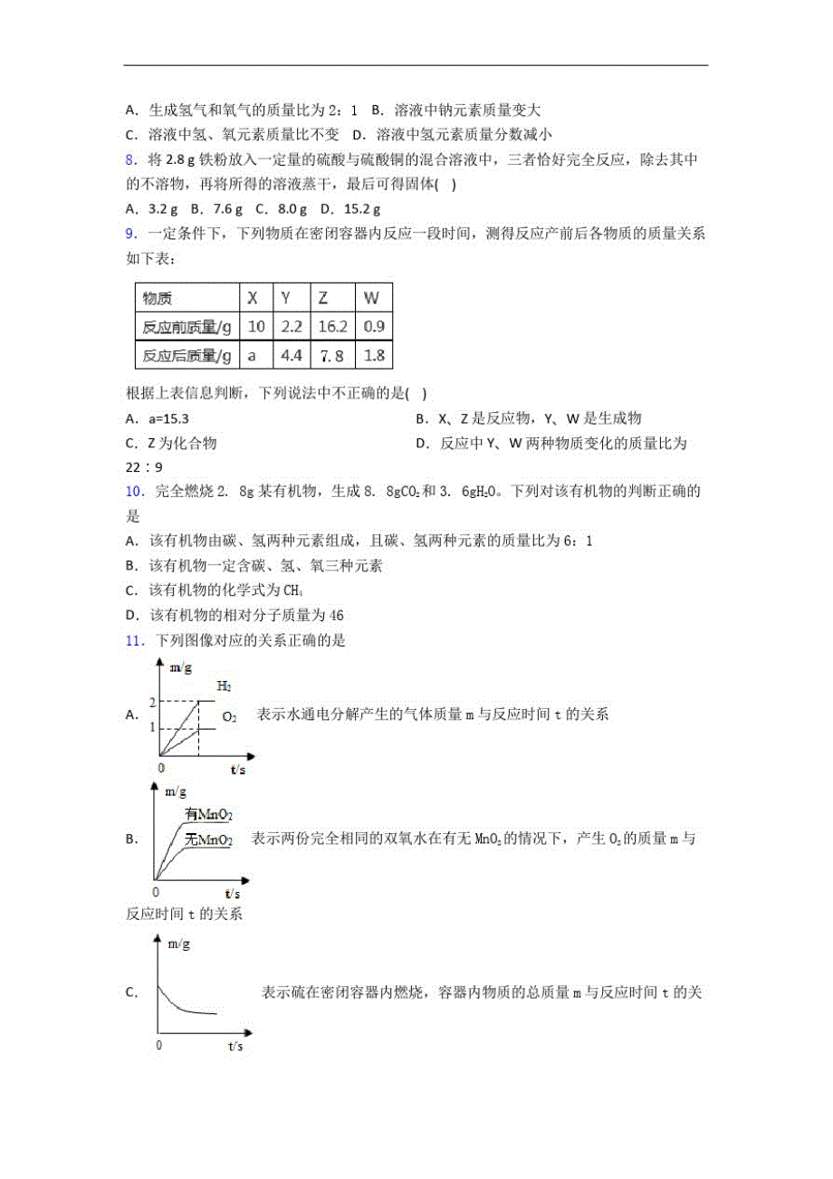 成都理工大学附属中学初三化学初三化学上册期末模拟试题(含答案)_第2页