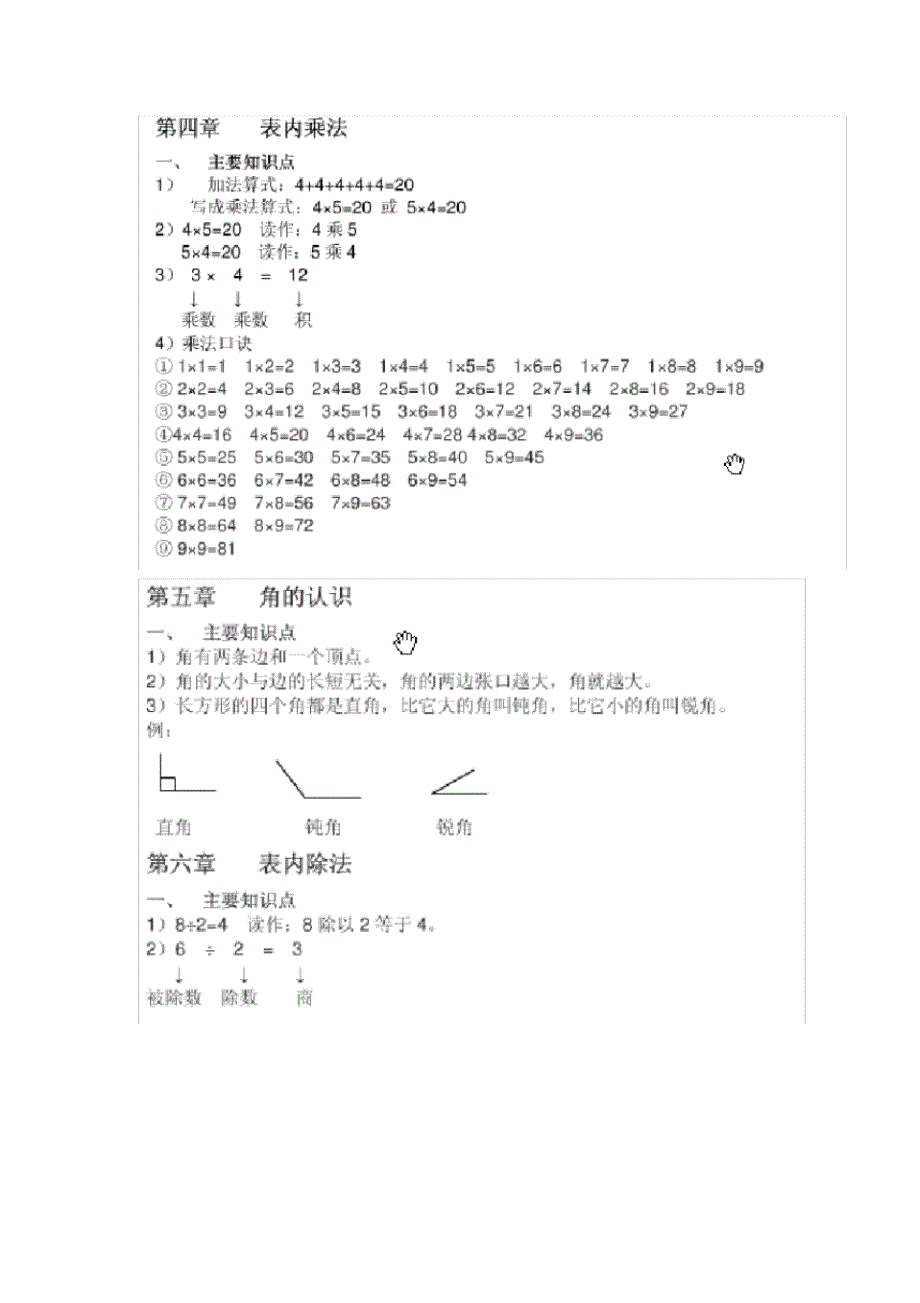 小学二年级上册数学知识点总结-_第3页