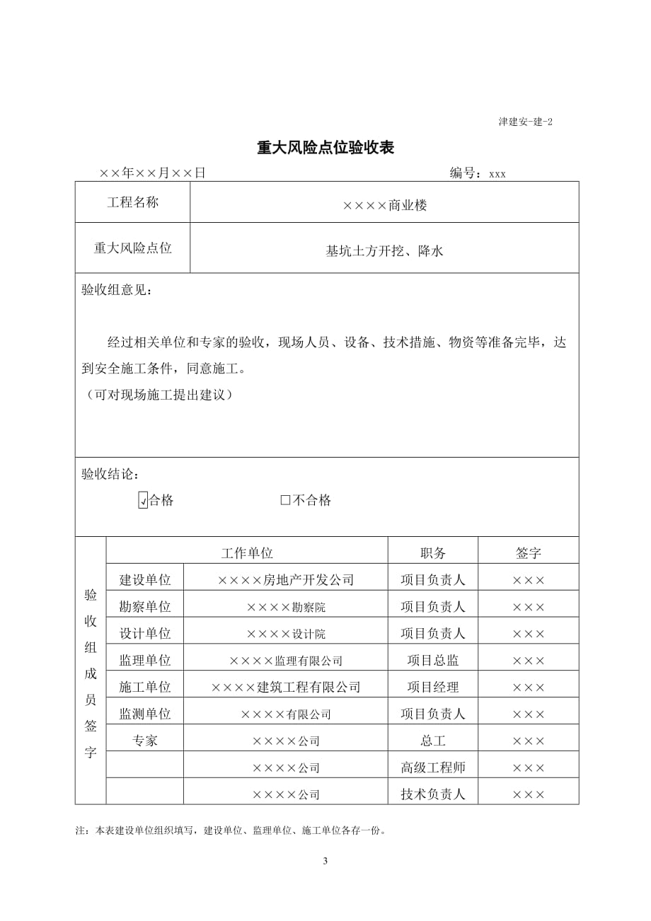 天津市建设《工程施工安全资料管理规程》填写范本-建设单位施工安全资料填写范例_第3页