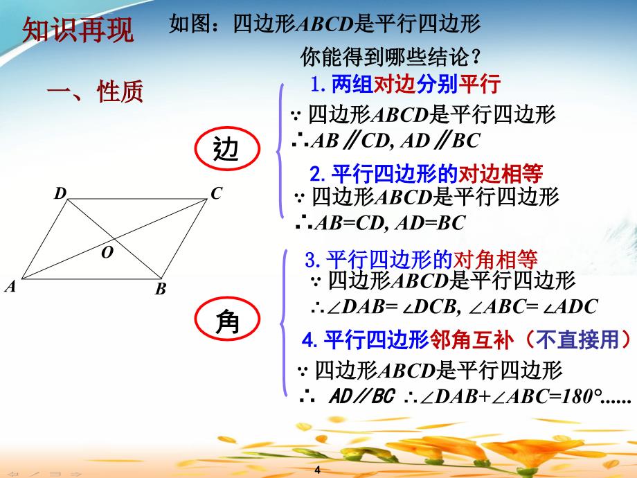 平行四边形的性质与判定习题课ppt课件_第4页