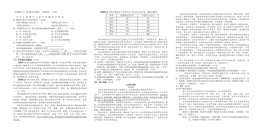 【精校版】2019年湖南省怀化市初中毕业学业考试语文试卷(扫描版,无答案)_第2页