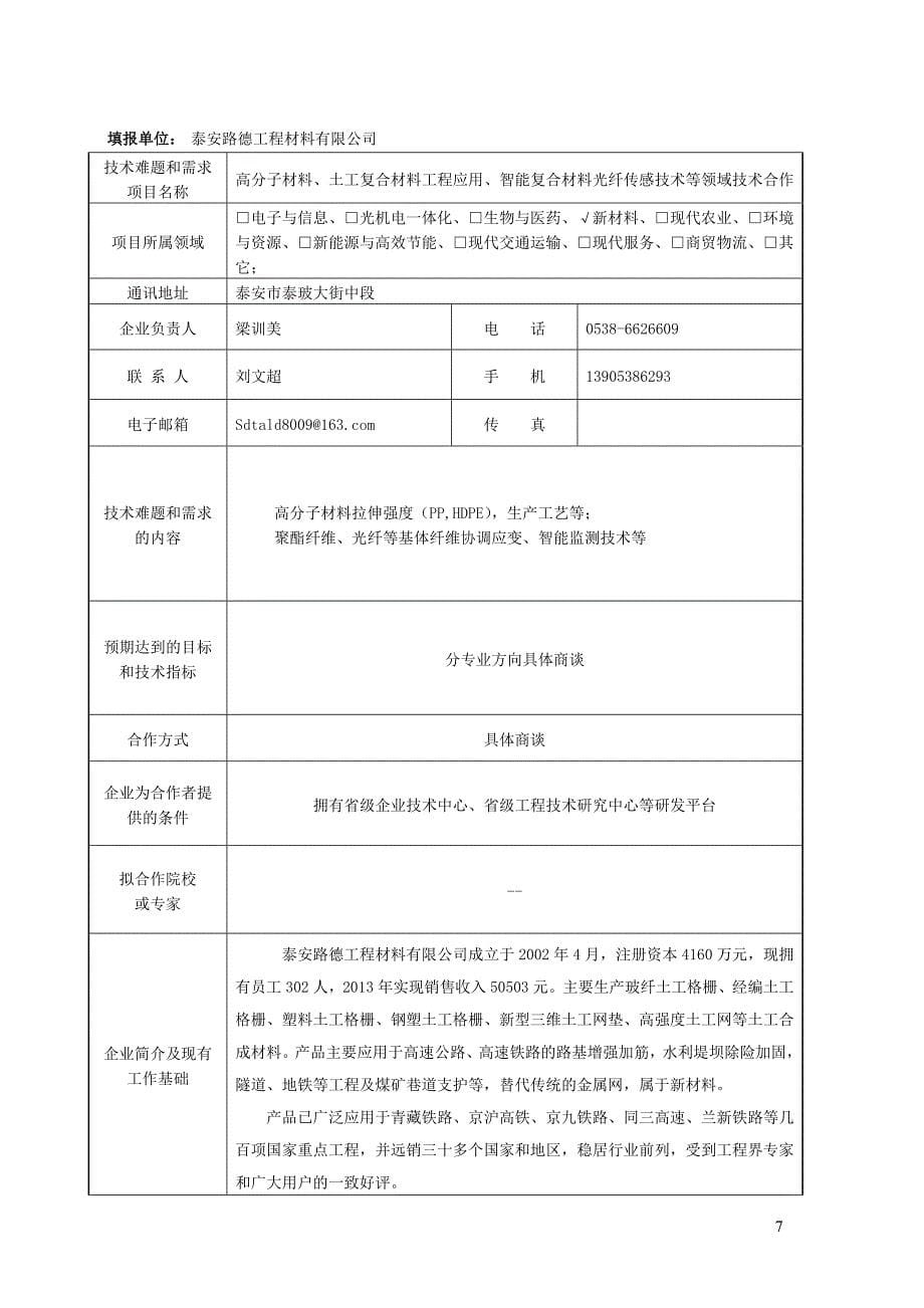 山东省2014科技对接企业技术难题和技术需求项目_第5页