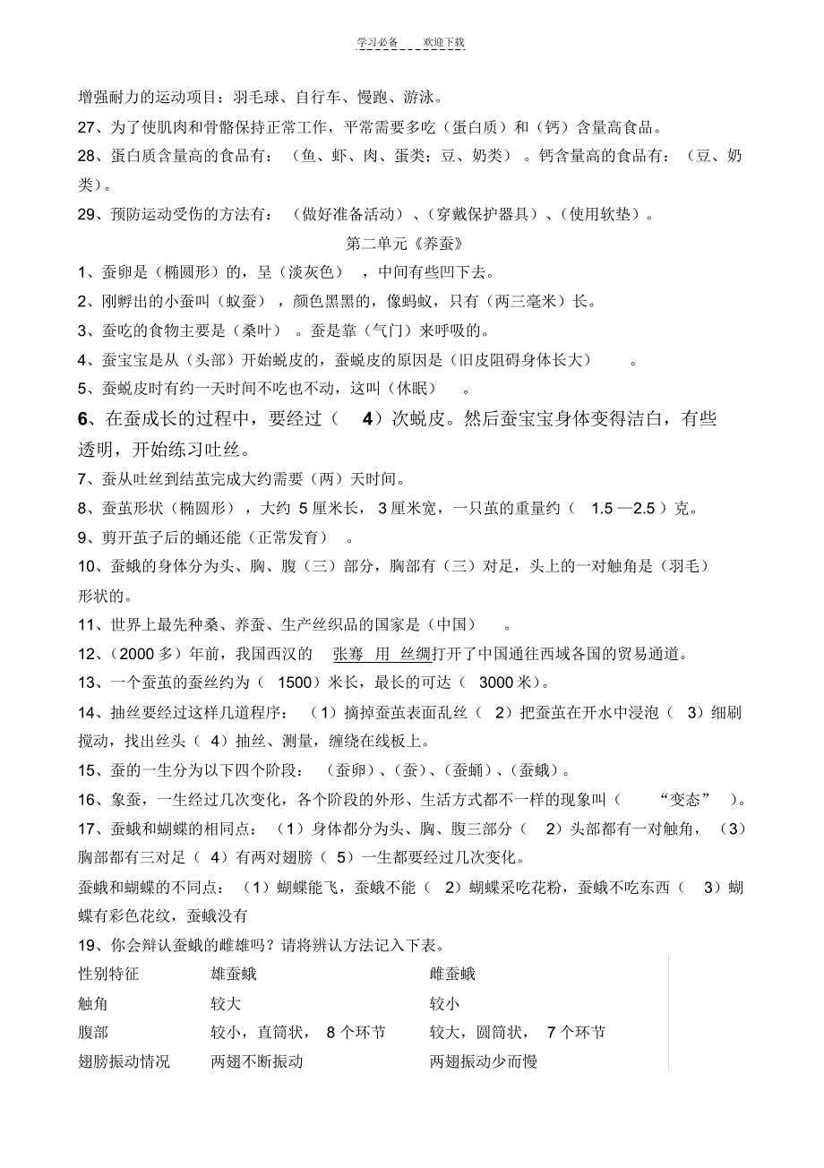 苏教版四年级下册《科学》期末总复习(一)_第2页