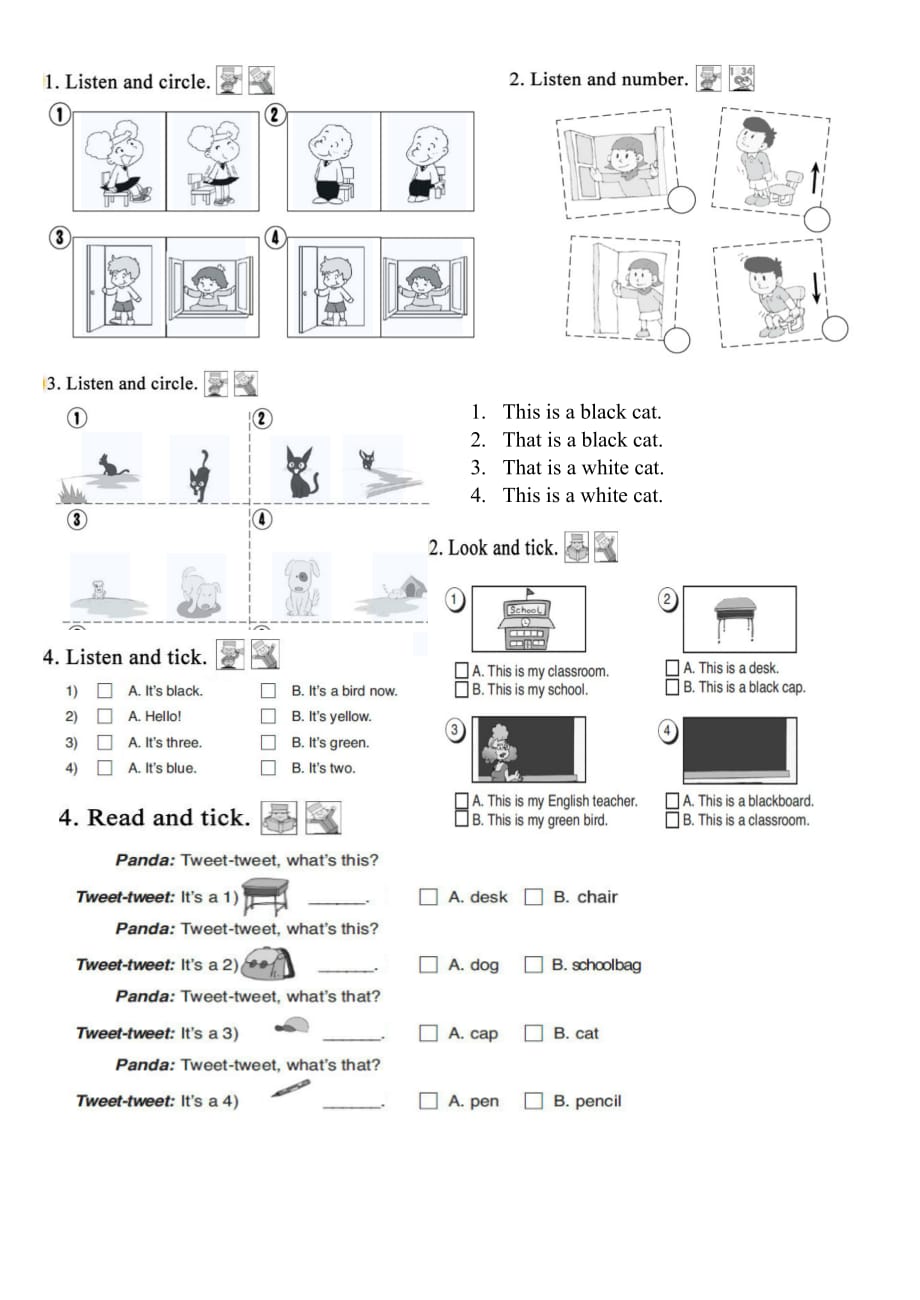 【部编】新标准小学一年级上册英语期末测试题_第2页