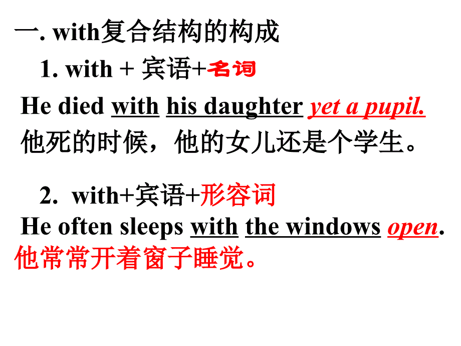 高中英语with复合结构ppt课件_第2页