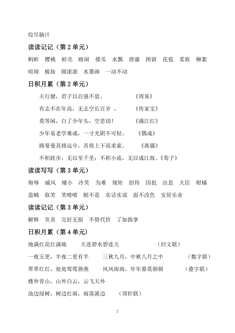 人教版五年级下册语文1-8单元词语盘点、日积月累 修订-可编辑_第2页