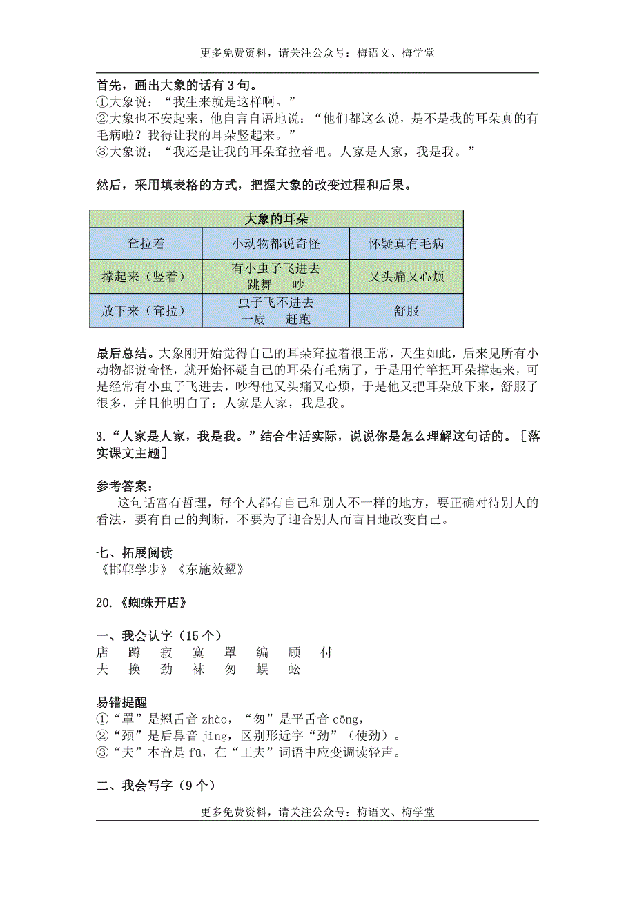 部编语文二年级下册 第7单元 “地毯式”自主学习过关自查表_第3页