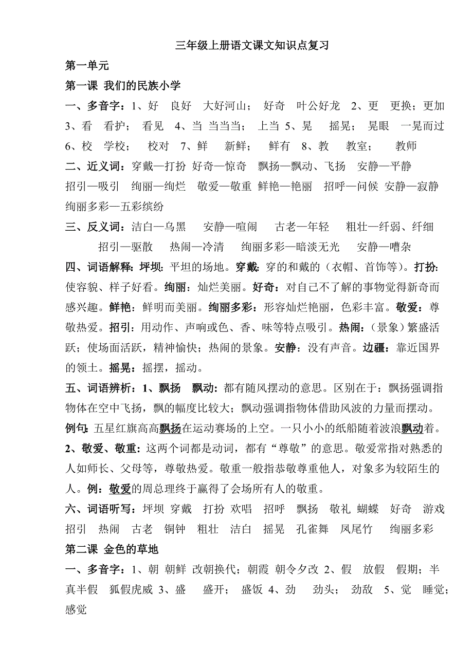 人教版小学语文三年级知识点归纳总结3928 修订-可编辑_第1页