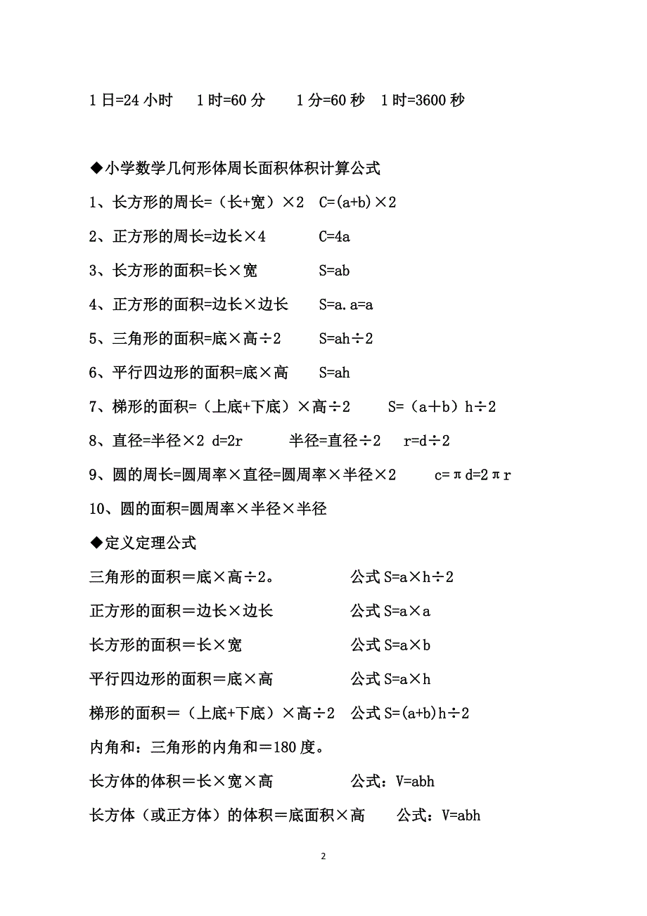 小学数学单位换算大全-米数换算表 修订-可编辑_第2页