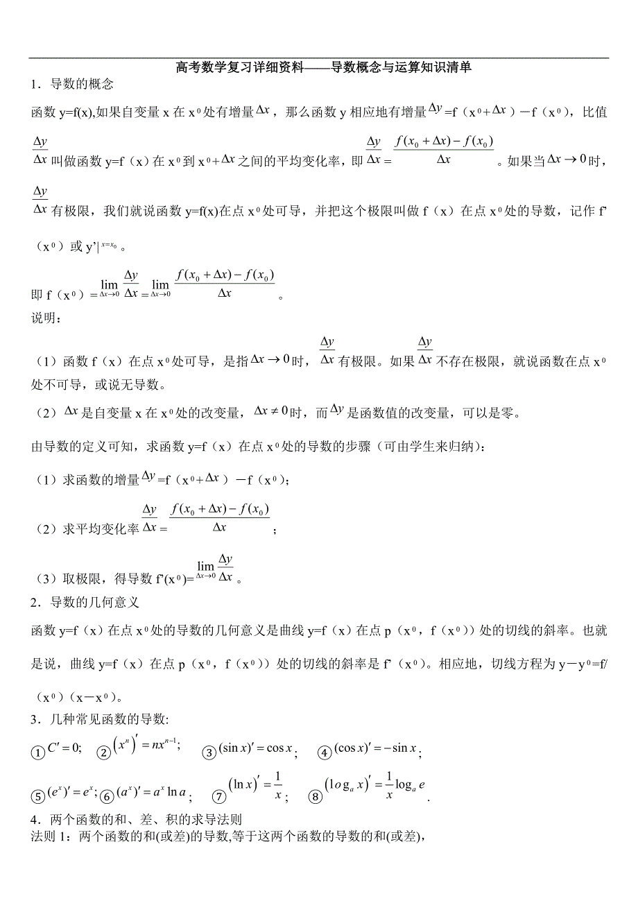 导数复习知识点总结 修订-可编辑_第1页