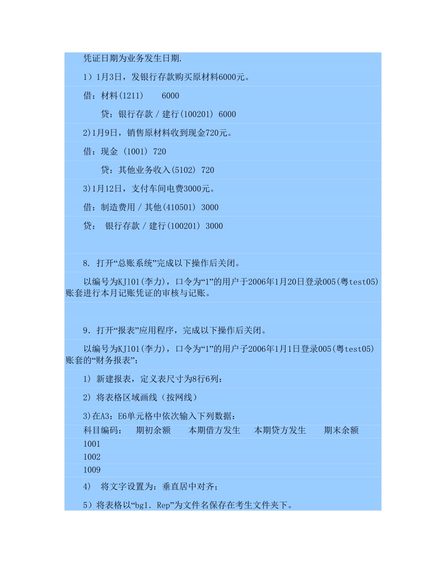 初级会计电算化实操题2-整套2013.11_第4页