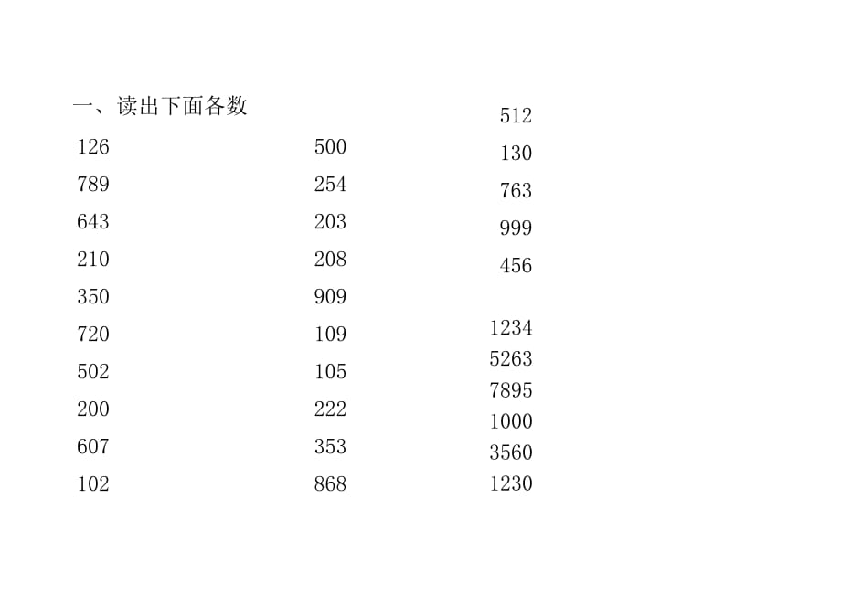 二年级下册数学读数写数练习题 修订-可编辑_第1页