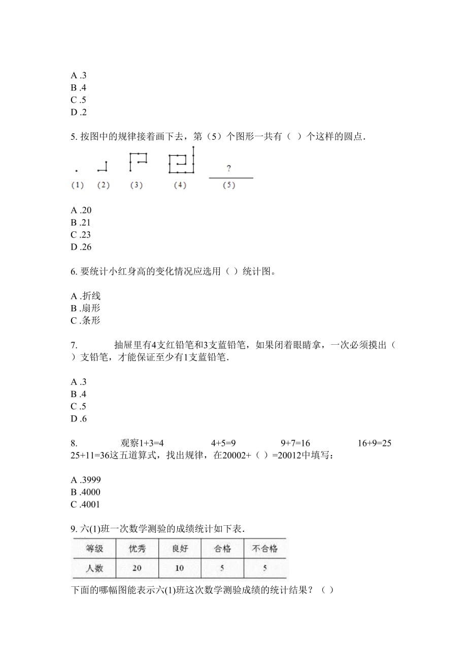 苏教版六年级上册数学试题-统计专项练习题_第2页