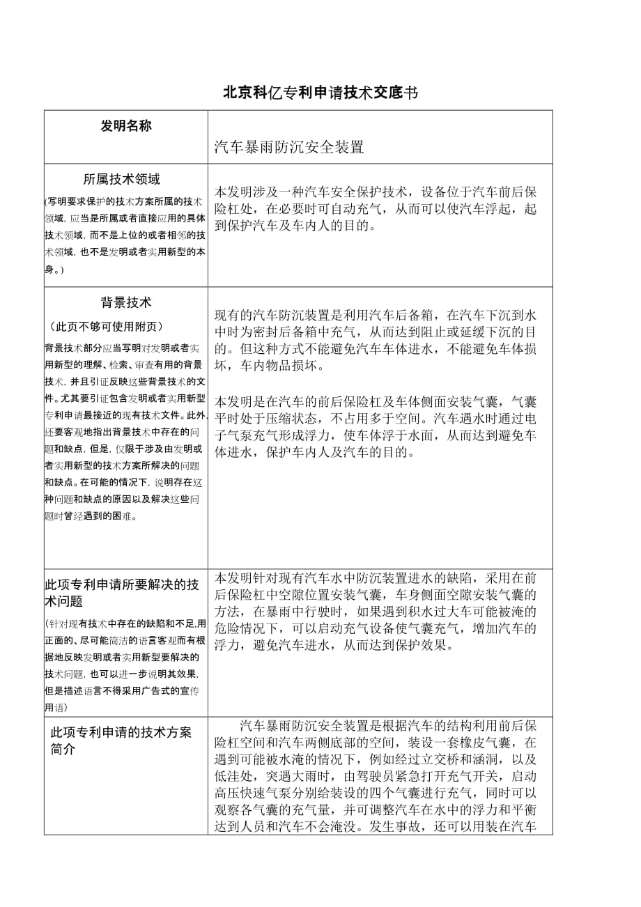 专利技术交底书(范例) (2) 修订-可编辑_第1页