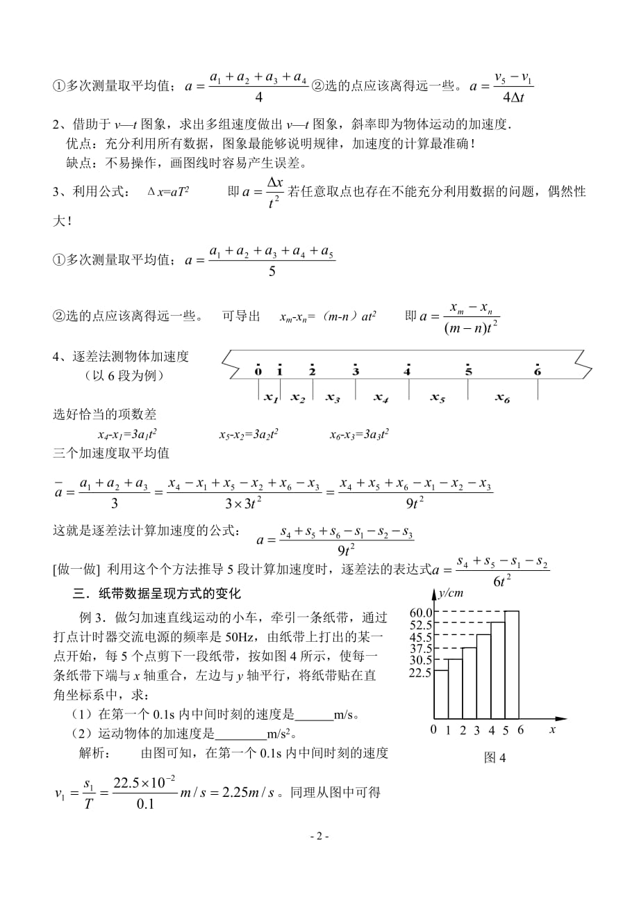 加速度的计算方法小结纸带的数据处理 修订-可编辑_第2页