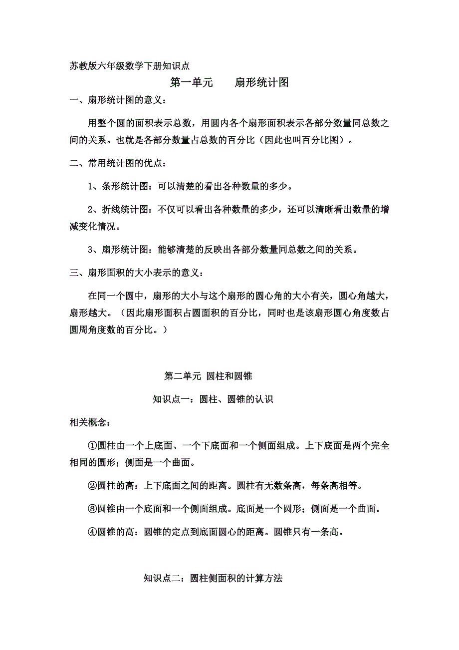 苏教版六年级数学下册知识点 (2) 修订-可编辑_第1页