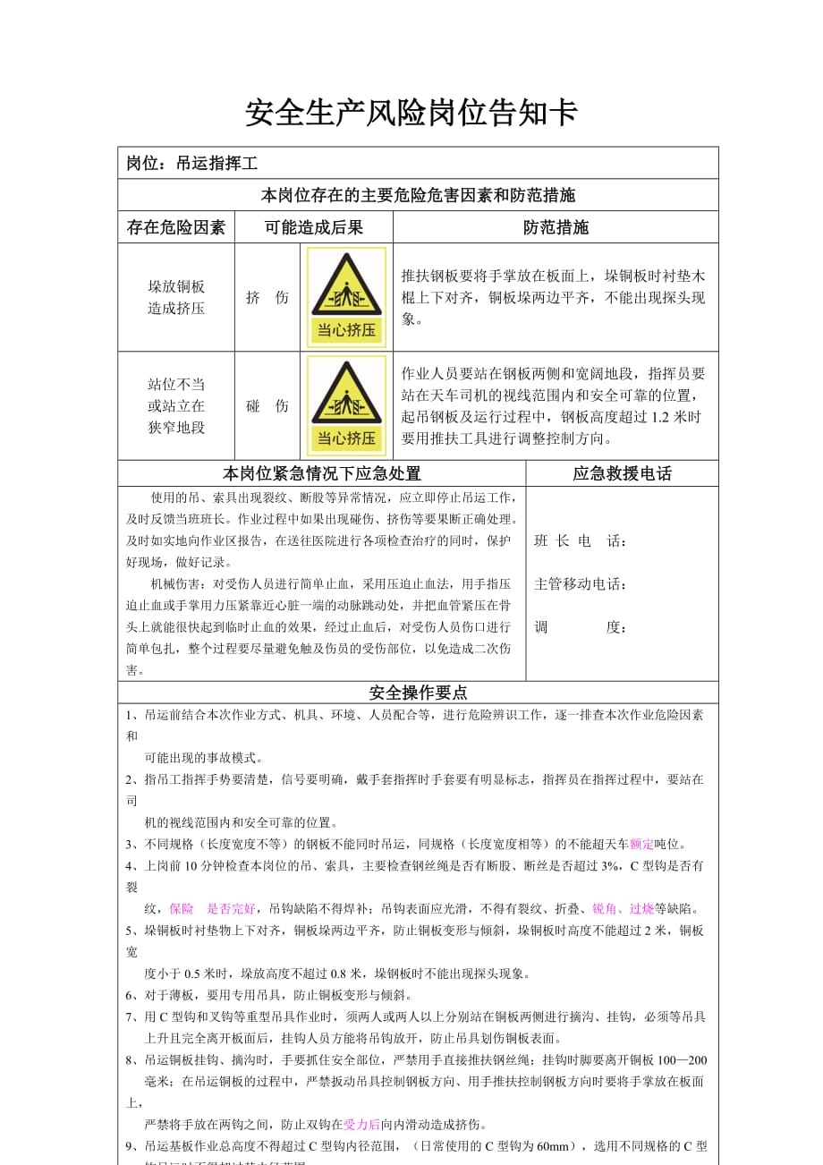 安全生产风险岗位告知卡 修订-可编辑_第2页