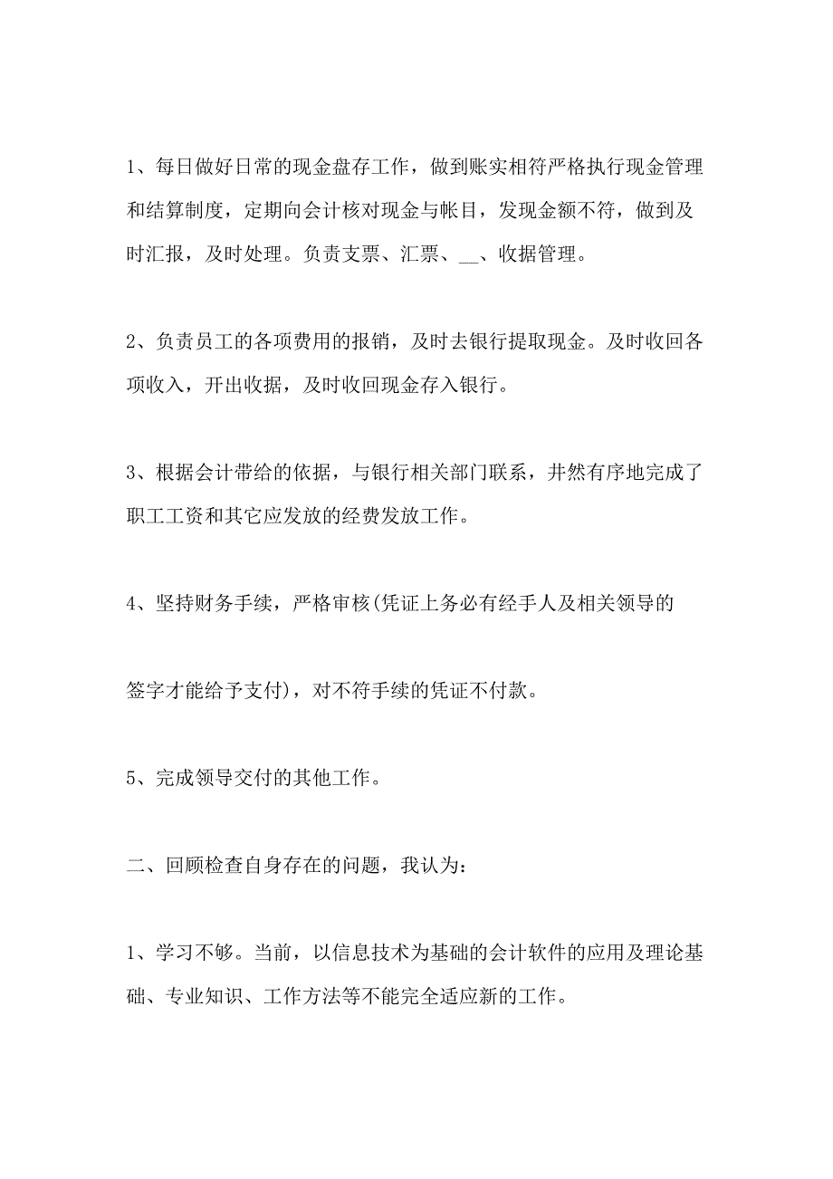 出纳试用期总结简明优秀范文_第2页