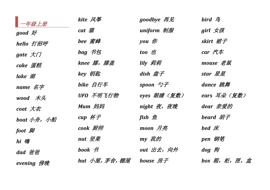 北京版英语单词词卡(一至四年级)A5打印_第1页